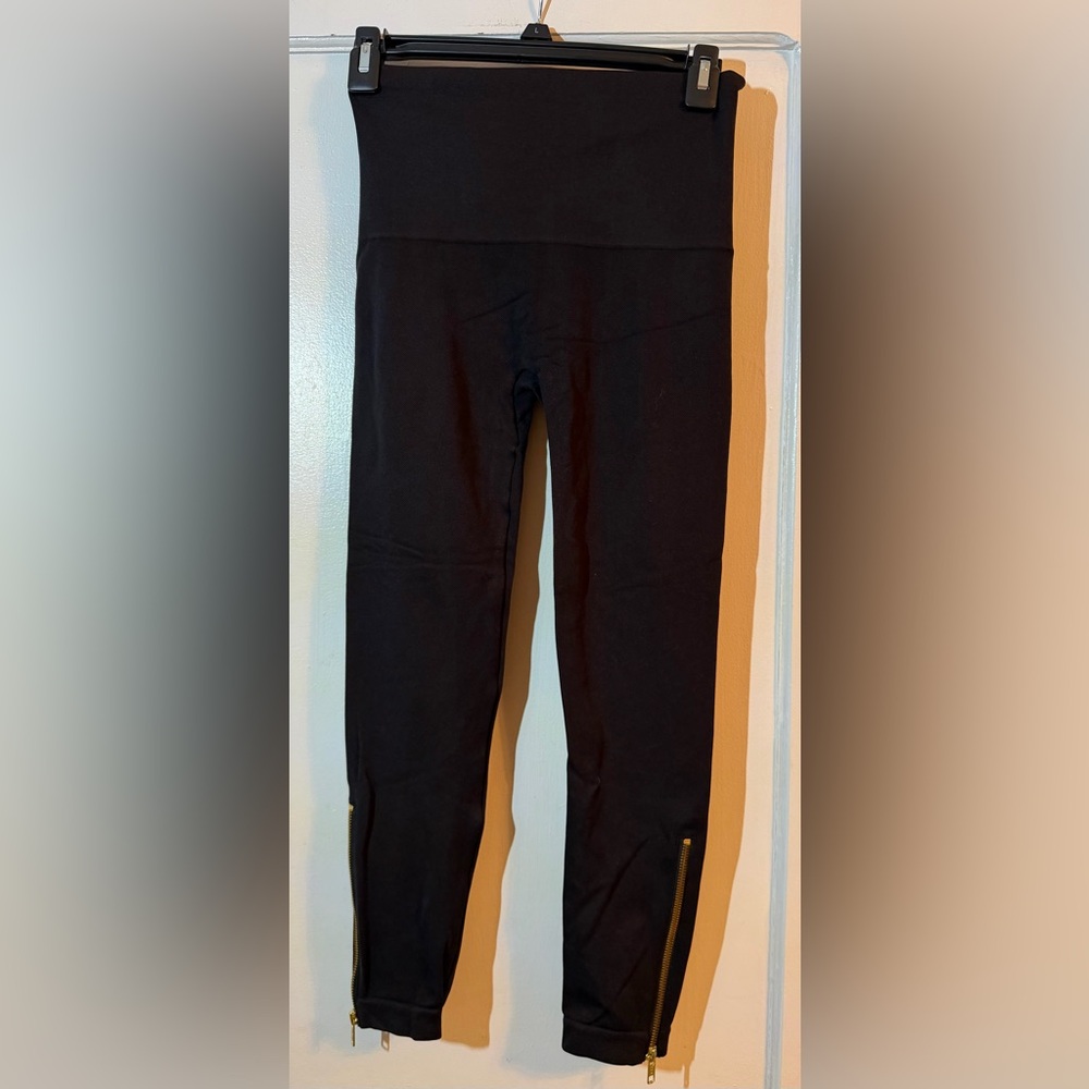SPANX Black Leggings with Zipper Detail